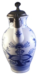 Antique 19thC Meissen Porcelain Blue Onion Wine Pitcher Porzellan Wein Krug - Picture 1 of 11