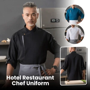 Hotel Restaurant Chef Workwear Long Sleeved Restaurant Kitchen Chef's Uniform - Picture 1 of 27