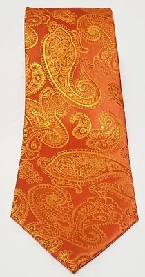 Laurant Bennet Milano Necktie Men's Paisley Print Orange/Gold/Yellow Italian Tie - Image 1 of 4