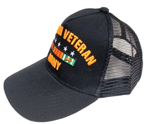 ONE MESH VIETNAM VETERAN ARMY MILITARY BALL CAP HAT BLACK MESH BACK - Picture 1 of 4