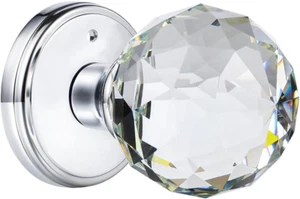 Crystal Glass Door Knobs Interior with Lock, round Bathroom Bedroom Door Knobs ( - Picture 1 of 7