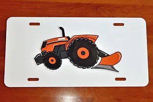 KUBOTA Tractor with plow LICENSE PLATE on BLACK or WHITE Aluminum Plate - Foto 1 di 4
