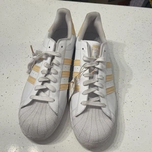 Adidas Originals Superstar bianche a righe beige da uomo taglia 17 - Foto 1 di 10