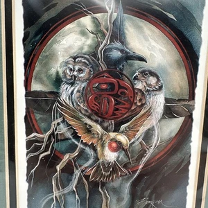 Jody Bergsma Signed Art Print "Circle of Wings" Birds Sealed 8”x10” Green Matte - Picture 1 of 5