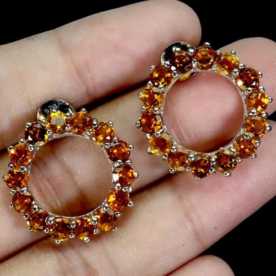 Pendientes redondos de plata de ley 925 citrino de 3,5 mm joyas de piedras preciosas naturales Foto 1 de 4