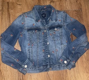 Gap Classic American Boho Floral Embroidered Denim Jeansjacke YOUTH LARGE - Bild 1 von 5