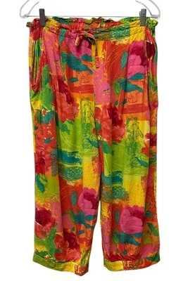 Pantalones de Colección Jams World Hawaiian Aloha Brillantes Florales Cortos Pierna Ancha Para Mujer XL Foto 1 de 4