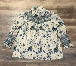 Tuckernuck Cornflower Wisp Haskell Floral Blouse Smocked Dainty 3XL - Picture 1 of 12