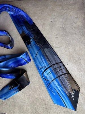 Corbata de Seda J Garcia, Colección Signature Mickey Prueba de Artista Nº 10 Azul Abstracto Foto 1 de 4