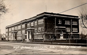 High School Lexington Nebraska RPPC Postcard Photo by Hebrew - Picture 1 of 2