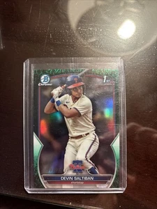 2023 Bowman Draft Chrome Devin Saltiban 1st Green Grass Refractor #/99 Phillies - Picture 1 of 2