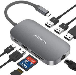 USB C Hub, 9-in-1 Typ C Hub mit Ethernet Port, 4K USB C auf HDMI, 2 USB 3.0... - Bild 1 von 8