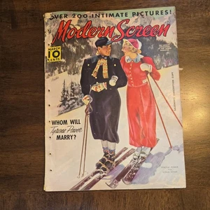 Modern Screen Magazine, March 1938 Tyrone Power Ski Cover Vintage - Picture 1 of 3