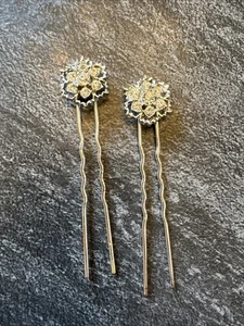DE COLECCIÓN 2 ALFILERES PARA EL CABELLO CON FLORES DE ESTRÁS ACCESORIO PARA EL CABELLO - Imagen 1 de 5