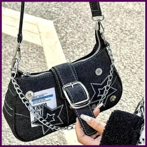 Y2k Moda Mujer Bolsos de Mano Patrón de Estrellas Genial Niñas Bolso de Axila De Colección - Imagen 1 de 22