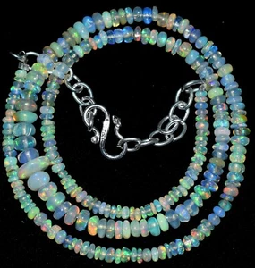 Pulsera de plata de ley 925 cuentas de piedras preciosas de ópalo etíope joyería hecha a mano j77 - Imagen 1 de 7