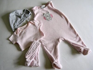 4tlg Babyset: Nicki-Strampler m. Body, Strumpfhose u. Mütze, Gr. 62/68 - Bild 1 von 2