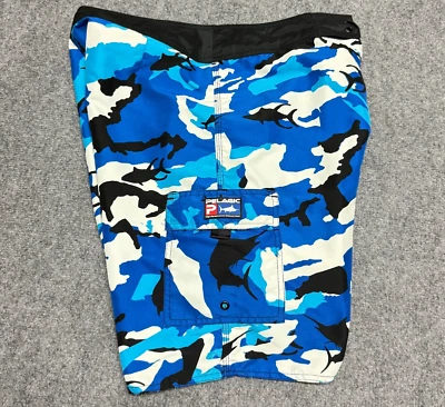 Pantalones Cortos Pelágicos Para Hombres 36 Azul Camuflaje Carga Pesca Exterior Surf Playa 9" ZZZ Conexión Foto 1 de 4