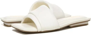 Franco Sarto White Leather Caris Slides Sandals Open Toe Leather 6.5 M NEW - Picture 1 of 7