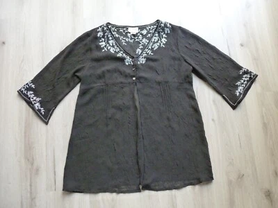Peppermint Bay Boho Embroidered Oversized Shirt Blouse Top L Lightweight EUC - Image 1 of 4