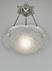 DEGUÉ : FRENCH 1930 ART DECO CHANDELIER .. pendant France muller era - Picture 1 of 11