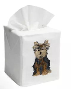 Yorkie Dog Natural Linen/Cotton Tissue Box Cover NWT - Picture 1 of 2