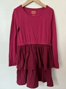 Harper Canyon Nordstrom Rack Tiered Dress Size 7 Dark Pink Cotton Blend - Picture 1 of 6