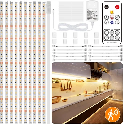 10 PCS under Cabinet Lights Kit, Motion Sensor LED Strip Lights with Remote, Dim - Image 1 of 4