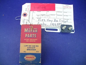 NOS 1951 1952 CHRYSLER DESOTO & 54 DES. HEADLIGHT SWITCH CIRCUIT BREAKER 1436584 - Picture 1 of 3