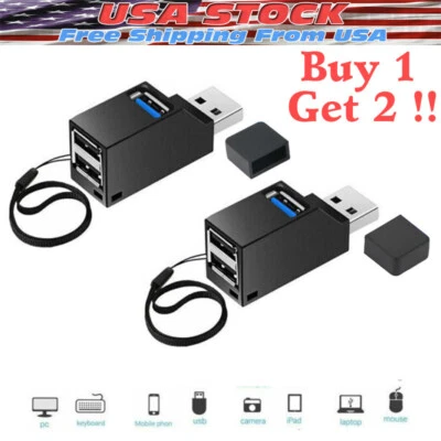 3 Port High Speed USB 3.0 Multi HUB Splitter Expansion Desktop PC Laptop Adapter - Image 1 of 4