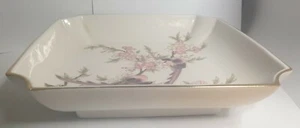 VINTAGE YAMAJI HALL JAPAN BIRD DECORATED SQUARE BOWL GILT RIM 20.5cm - Picture 1 of 5