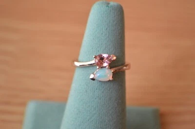 0.65ct Blush Tourmaline / Ethiopian Opal Ring 14K RG over Fine Silver Size 6 - Image 1 of 4