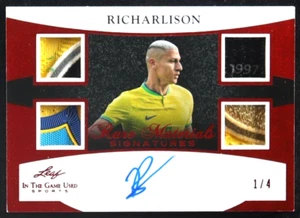 2024 LEAF ITG USED SPORTS RICHARLISON RARE MATERIALS AUTO QUAD RED # 1/4 BRAZIL - Picture 1 of 2