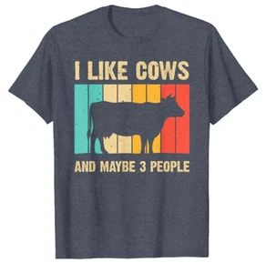 Men's Small T-Shirt -I Like Cows and Maybe 3 People-Graphic Tee Short Sleeve (S) - Imagen 1 de 1