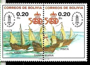 #2111 BOLIVIA 1987 SHIPS SAILSHIPS DISCOVERY 500° YEARS PAIR YV 690-1 MNH - Picture 1 of 2