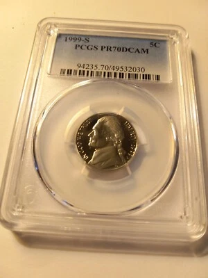 1999 S 5C Jefferson Nickel PCGS PR70DCAM - Image 1 of 2