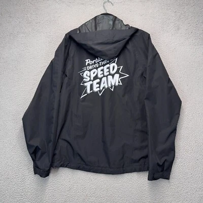 Portillos Employee Windbreaker Jacket Adult Medium Black Drive Thru Speed Team - Image 1 of 4