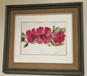 Original watercolour painting vintage Flowers, framed & signed 63cmx55 - Picture 1 of 9