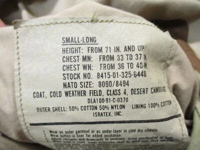 GENUINE USGI ARMY FIELD JACKET DESERT DCU CAMO COAT M-65 COLD WEATHER M65 w HOOD - Image 1 of 4