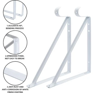 Heavy-Duty Wall-Mounted Closet Shelf & Rod Brackets - Durable Storage Brackets - Picture 1 of 6
