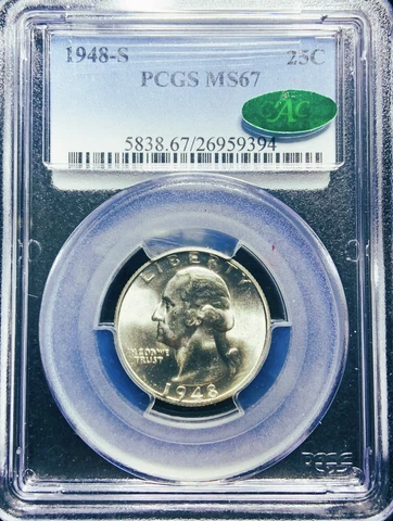 1948-S Washington Quarter PCGS MS67 CAC Cover