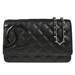 Chanel Geldbörse schwarz Kalbsleder Cambon Ligne an Kette WOC 185785 - Bild 1 von 11