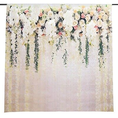 8 Ft White Roses Printed Vinyl Photo Backdrop Party Banner Events Decorations • 28.05$