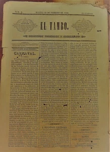 CANTABRIA. EL TAMBO, PERIODICO LITERARIO...20 DE FEBRERO 1849 - Picture 1 of 1