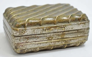 Vintage Brass Small Betel Nuts Box Original Old Hand Crafted Nickel Coated - Picture 1 of 10