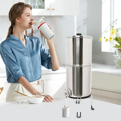 8.5L/2.25 gallon Gravity-fed Water Filter System Stainless w/2 Filters Washable - Image 1 of 4