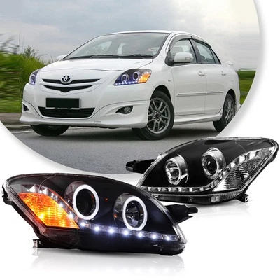 2XAngle Eyes LED Projector Headlights For 2007-13 Toyota Vios Yaris Belta Sedan - Image 1 of 4