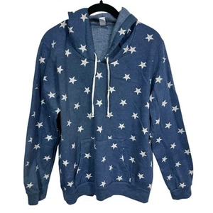 Sudadera con capucha Alternative Apparel USA azul estampado de estrellas para mujer XL bolsillo canguro - Imagen 1 de 4