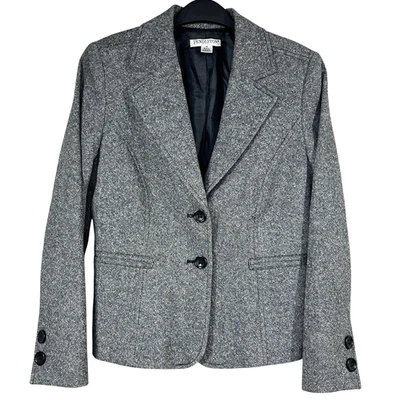 Blazer Pendleton Lana Mezcla Seda Tweed Mujer 10 Pequeño Gris 2 Botones Carrera Foto 1 de 4