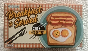 Streamline Breakfast Salt and Pepper Set Ceramic Toast Eggs Bacon New in Box - Picture 1 of 4